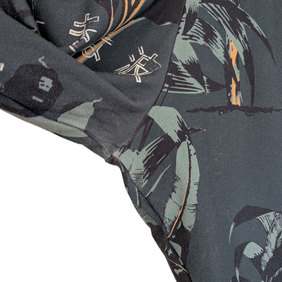 Liquido Freedom Leggings Yoga Active Run Women's Med Dark Green Palm Tree Print - Picture 9 of 13